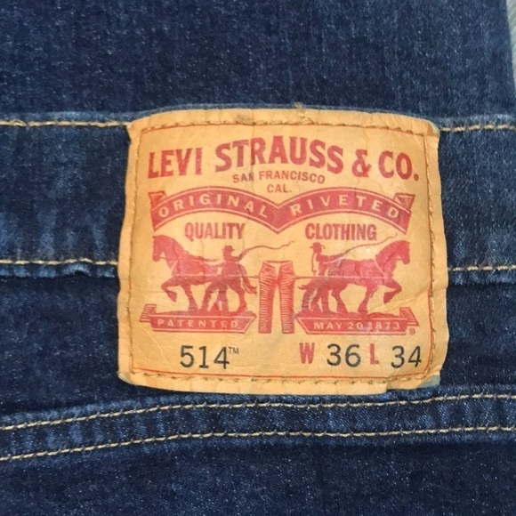 Levi’s 514 Straight Fit Stretch Dark Wash Jeans             size 36z34 - Picture 5 of 12